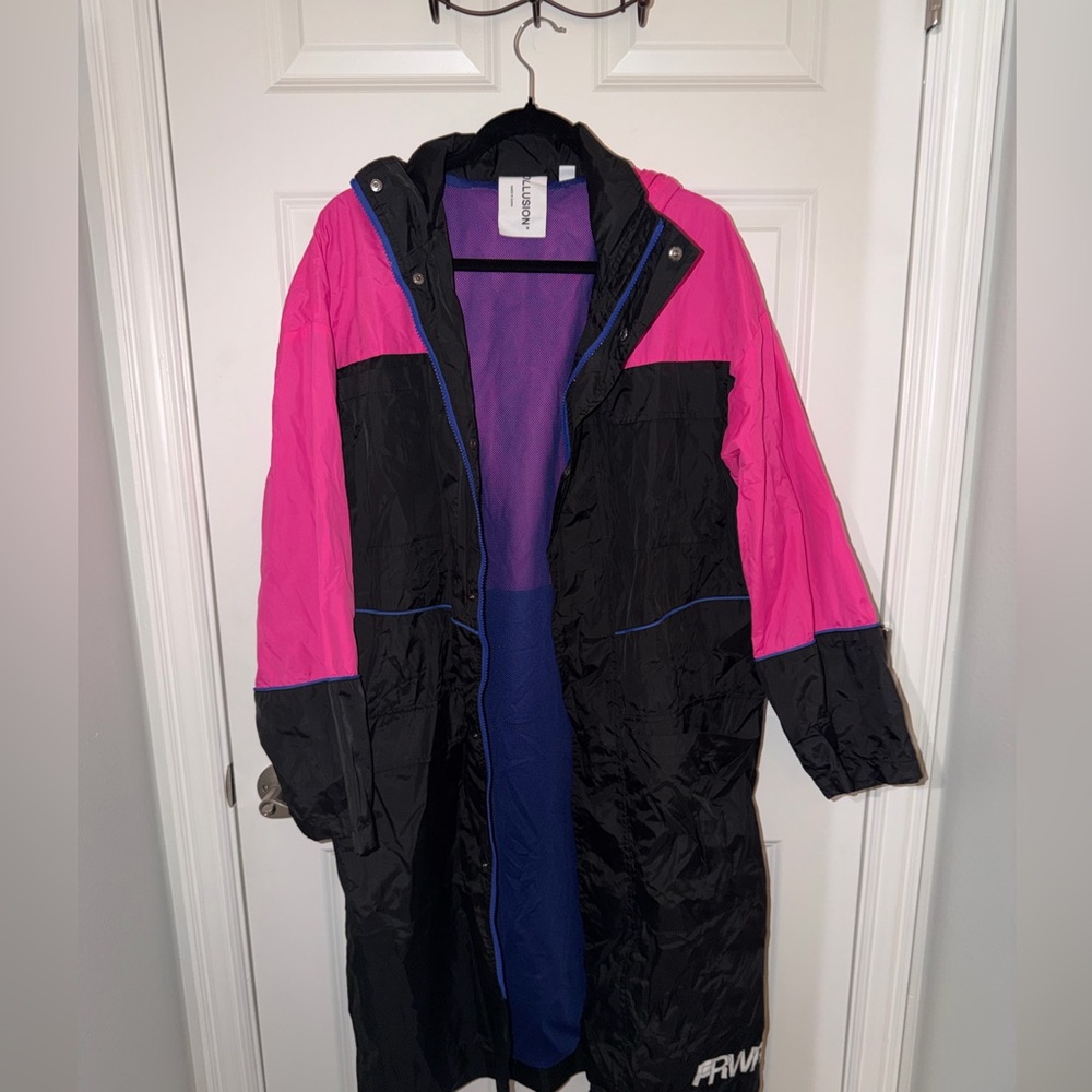 Women's Pink and Black Hooded Jacket